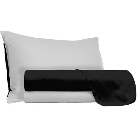 Set Lenzuola Sopra Sotto e Federe Doubleface Nero/Grigio Chiaro 1 Piazza e Mezzo