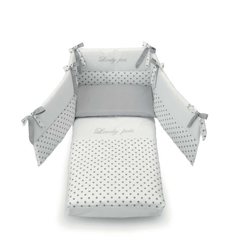 Set lettino Contact Azzurra Design  Grigio set di lenzuola per neonati cotone  made in Italy con federa