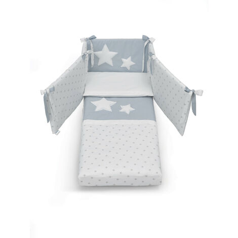 Set lettino Contact Luce Azzurra Design  set di lenzuola per neonati cotone  made in Italy con federa