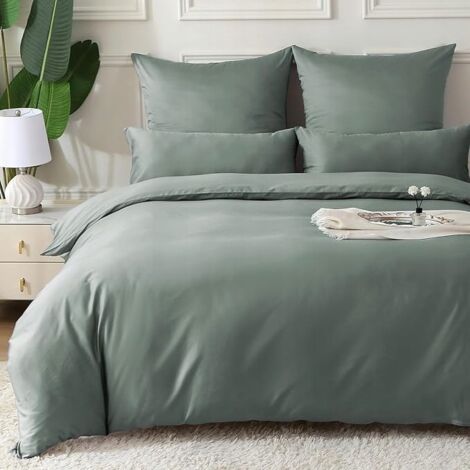 Set letto: 2 piumoni 135x200 e 2 cuscini 80x80, Cotone, Oliva