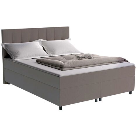 Set letto boxspring testata + reti + materasso + topper SIERO di DREAMEA - 160 x 200 cm - tessuto - grigio - Grigio