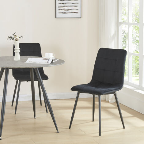 Set Lexnitz di 2 Sedie da Sala Pranzo Effetto Velluto Nero [en.casa]