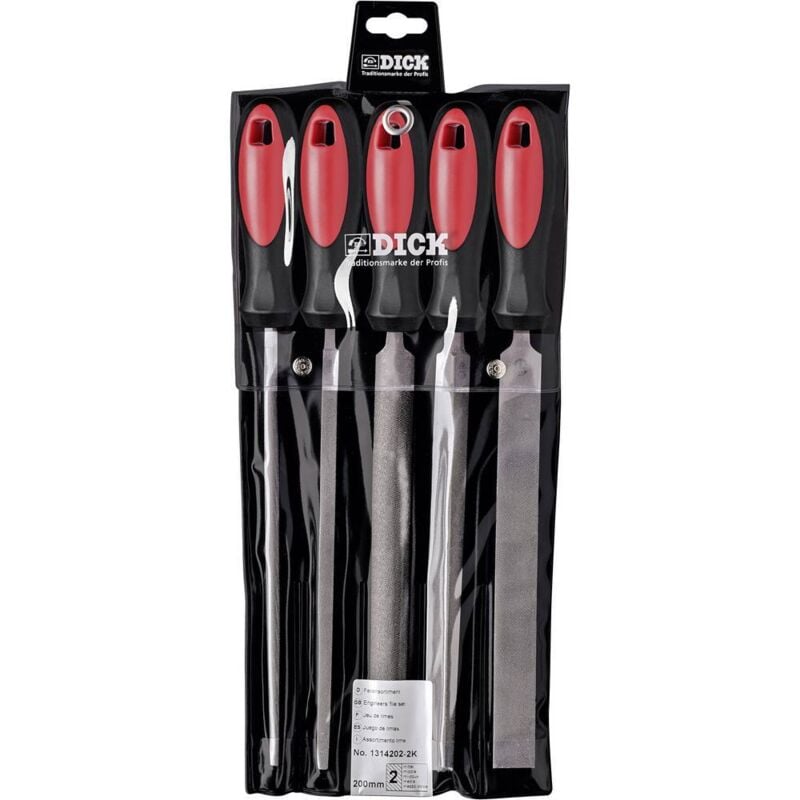 Dick - Set limes atelier 5 pcs avec manche bi-matière 1314202-2K