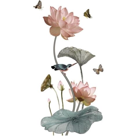 Set Lotus Wandaufkleber, Wandaufkleber zur Dekoration, Wandaufkleber für Wohnzimmer und Schlafzimmer, Wandmuster an der Wand, Fluraufkleber.