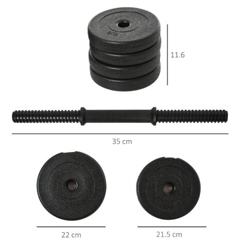 Set Manubri Palestra 20kg (4x2.5kg, 4x2kg), Pesi Palestra con 8 Dischi da 2kg, 2.5kg, Ø25mm, per Allenamento a Casa