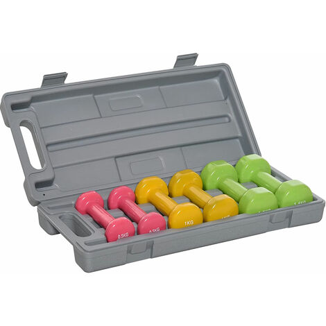 Set Manubri Palestra con Valigetta 2x0.5kg+2x1kg+2x1.5kg Pesi per Sport Fitness