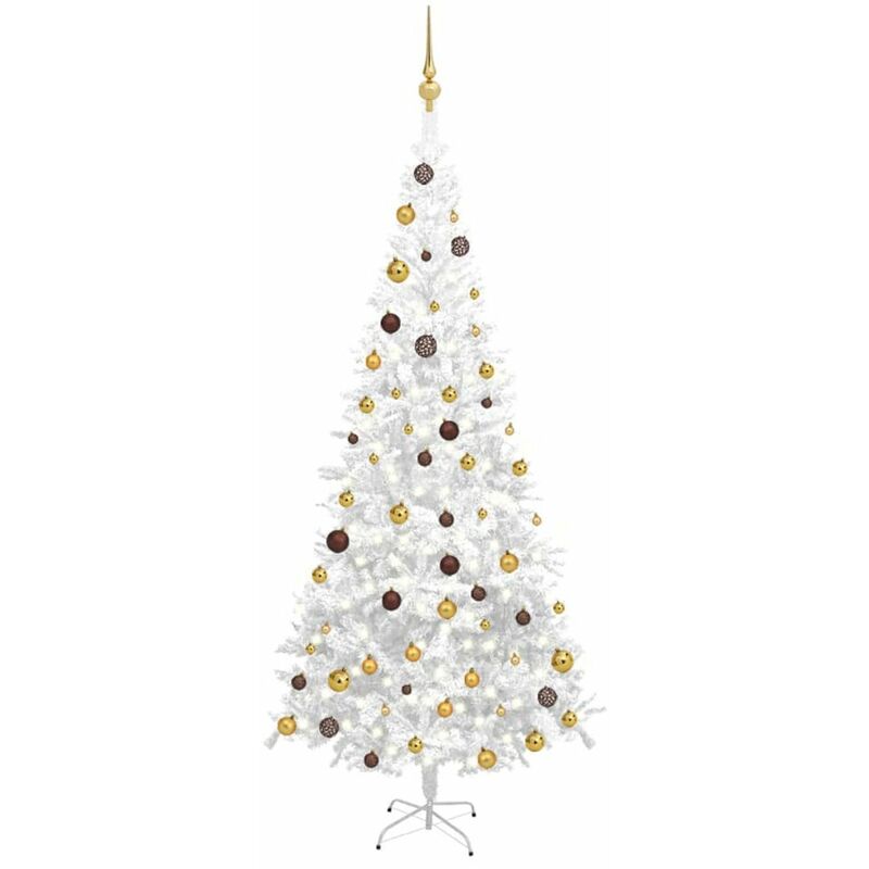 

Happyshopping - Set medio arbol de Navidad artificial LED bola L blanco 240cm