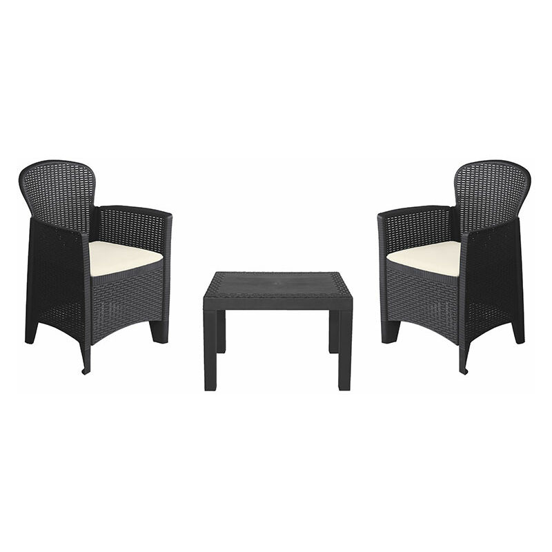 

Conjunto de jardín Memphis 1 color Antracita: 2 butacas + 1 mesita auxiliar