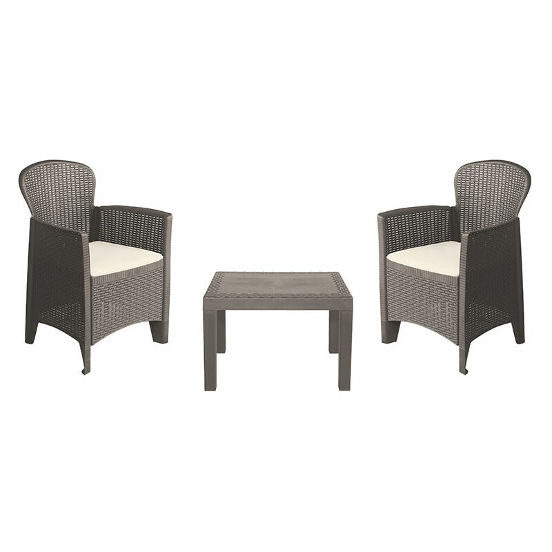 

Conjunto de jardín Memphis 1 color Taupe: 2 butacas + 1 mesita auxiliar