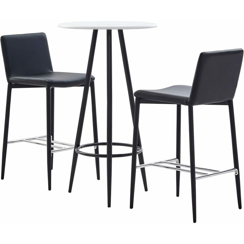 

BHD - Set mesa alta y taburetes de bar 3 piezas cuero sintético negro