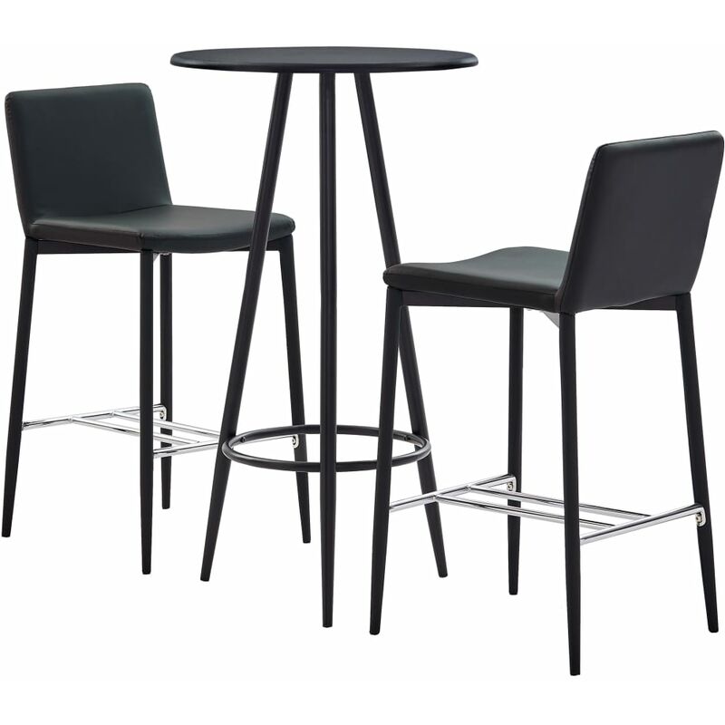 

Set mesa alta y taburetes de bar 3 piezas cuero sintético gris - Gris
