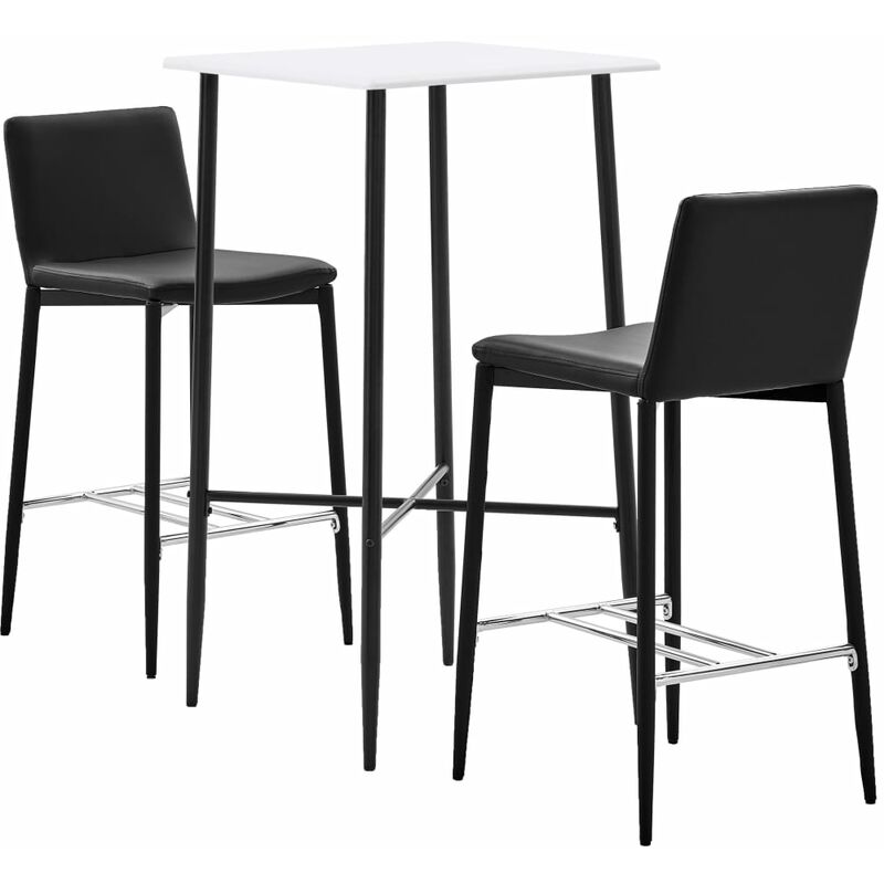 

Set mesa alta y taburetes de bar 3 piezas cuero sintético negro - Negro