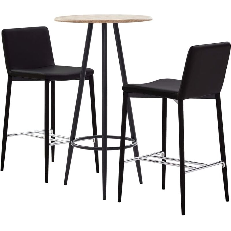

Set mesa alta y taburetes de bar 3 pzas cuero sintético marrón