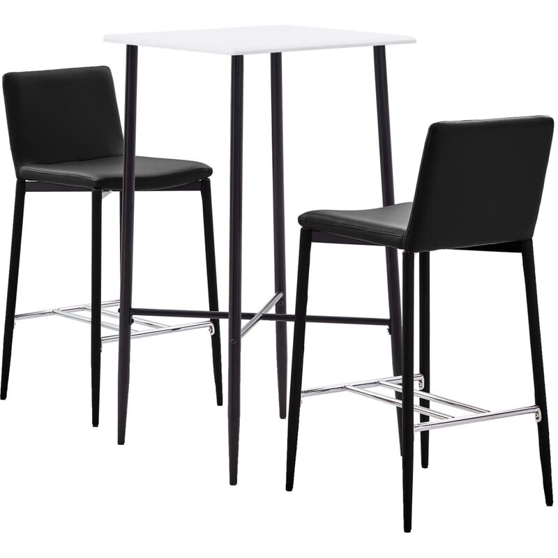 

Set mesa alta y taburetes de bar 3 pzas cuero sintético marrón
