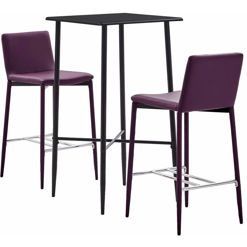 

Set mesa alta y taburetes de bar 3 pzas cuero sintético morado