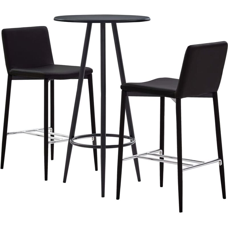 

Set mesa alta y taburetes de bar 3 pzas cuero sintético marrón - Marrón