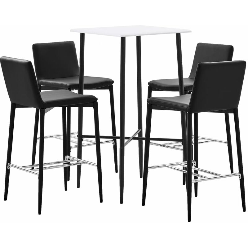 

Happyshopping - Set mesa alta y taburetes de bar 5 piezas cuero sintetico negro