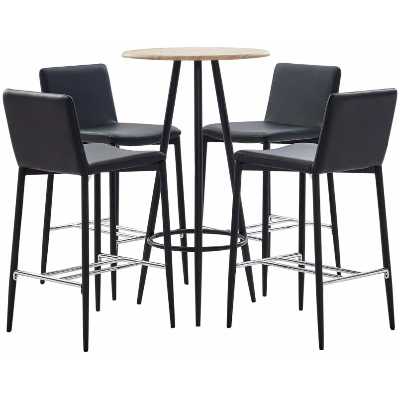 

BHD - Set mesa alta y taburetes de bar 5 piezas cuero sintético negro