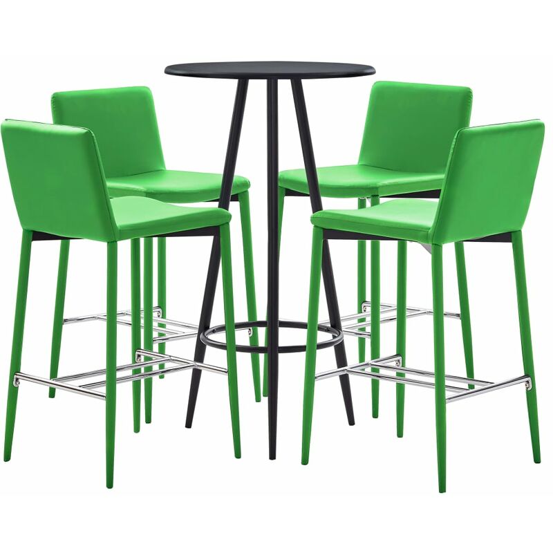 

Set mesa alta y taburetes de bar 5 piezas cuero sintético verde
