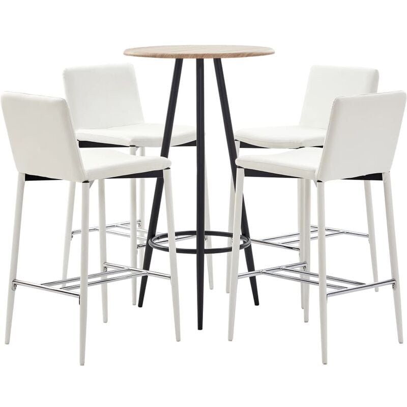 

Set mesa alta y taburetes de bar 5 pzas cuero sintético blanco
