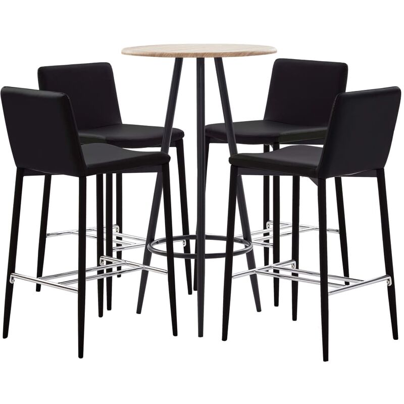

Set mesa alta y taburetes de bar 5 pzas cuero sintético marrón