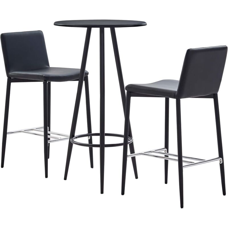 

Set Mesa Alta y Taburetes de Bar Cuero Sintético 3 Piezas Negro - Negro - Vidaxl