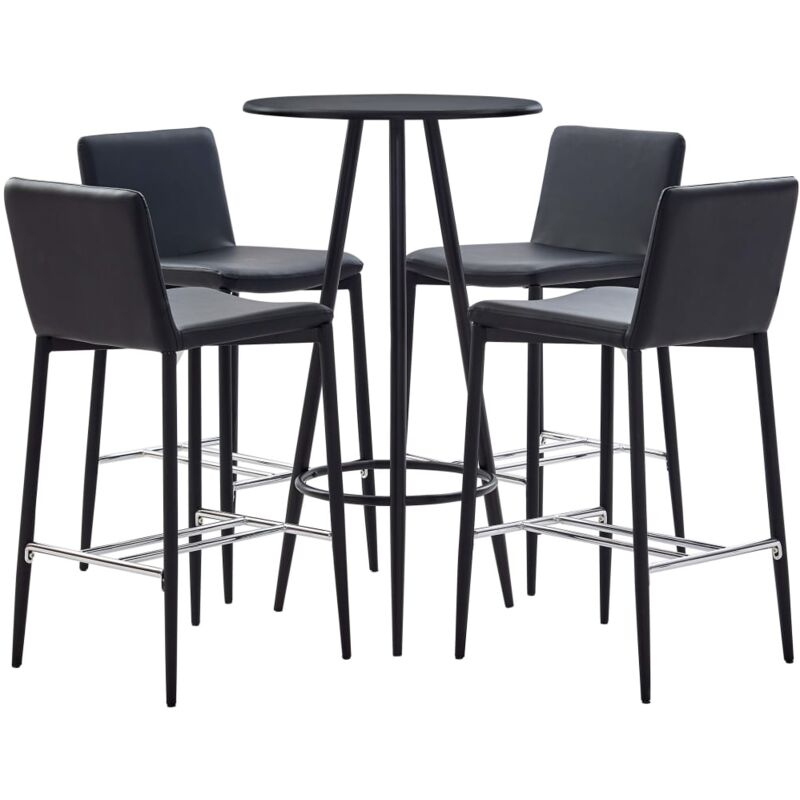 

Set Mesa Alta y Taburetes de Bar Cuero Sintético 5 Piezas Negro - Negro - Vidaxl