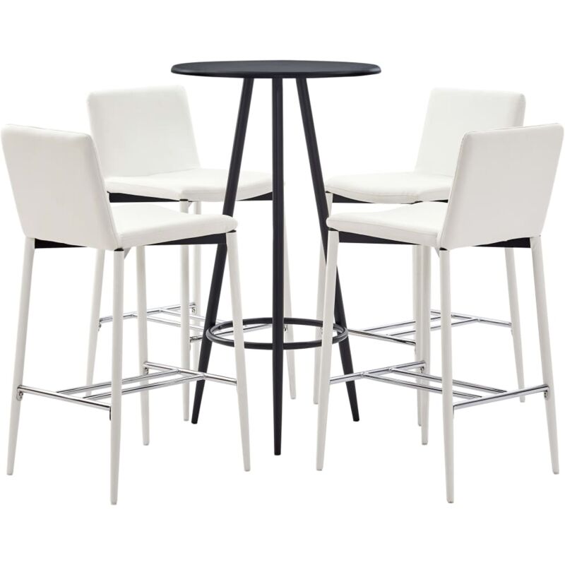 

Set Mesa Alta y Taburetes de Bar Cuero Sintético 5 Piezas Blanco - Blanco - Vidaxl