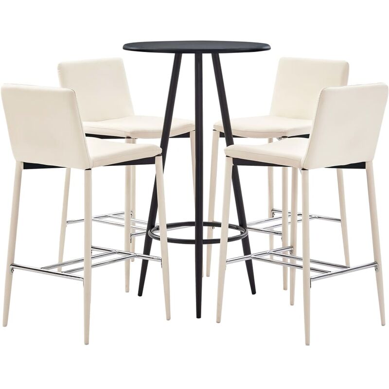 

Set Mesa Alta y Taburetes de Bar Cuero Sintético 5 Piezas Crema - Crema - Vidaxl