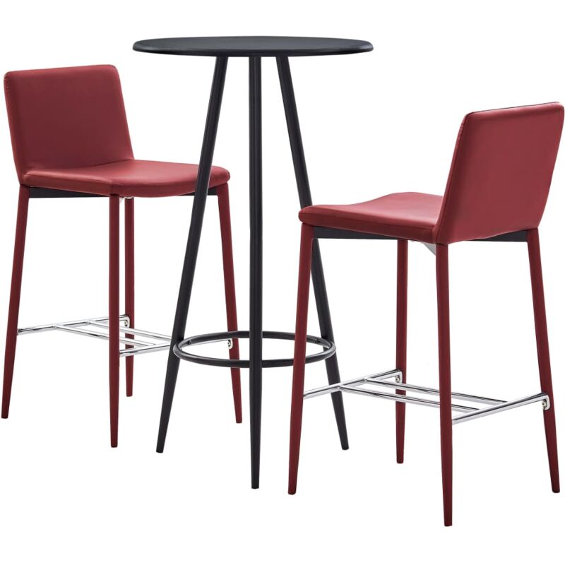 

Set Mesa Alta y Taburetes de Bar Cuero Sintético 3 Piezas Rojo Tinto - Rojo - Vidaxl