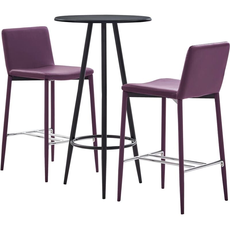 

Set Mesa Alta y Taburetes de Bar Cuero Sintético 3 Piezas Morado - Púrpura - Vidaxl