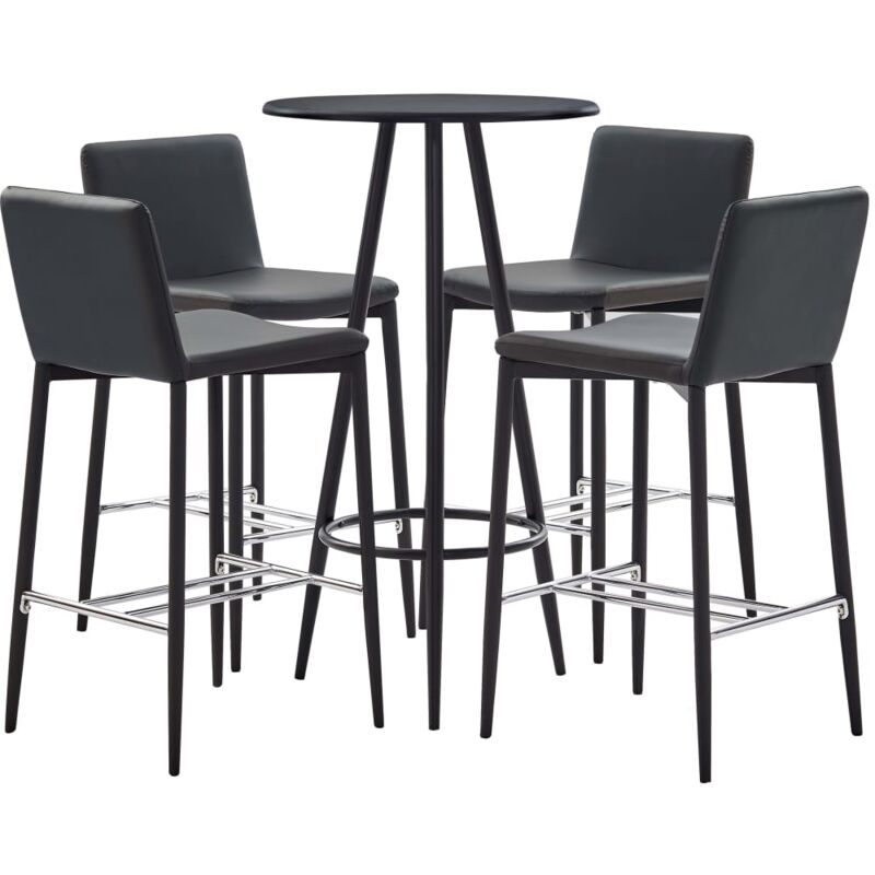 

Set Mesa Alta y Taburetes de Bar Cuero Sintético 5 Piezas Gris - Gris - Vidaxl