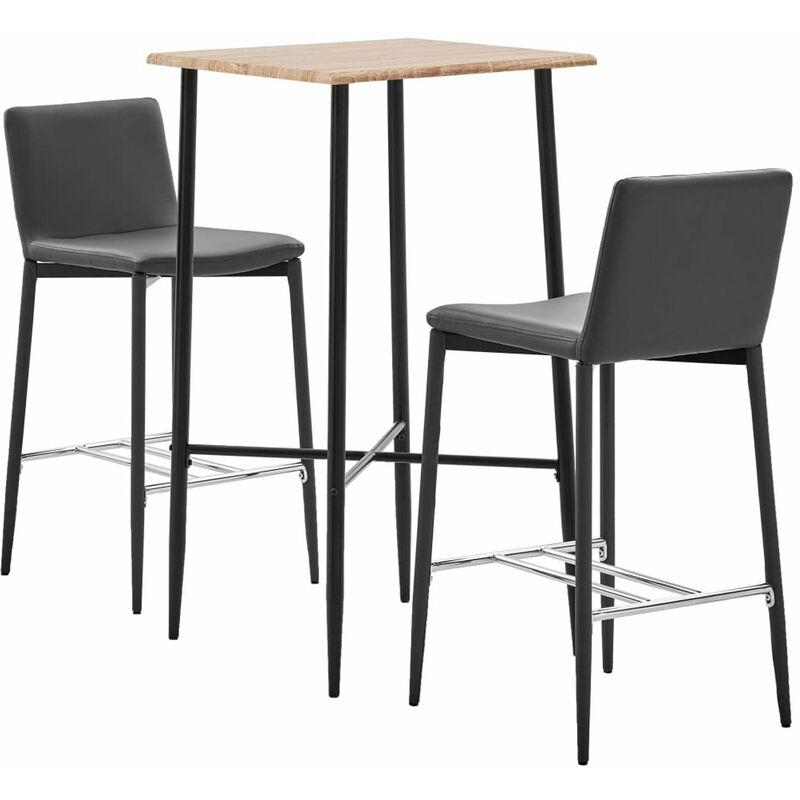 

Set mesa alta y taburetes de cocina 3 pzas cuero sintetico gris