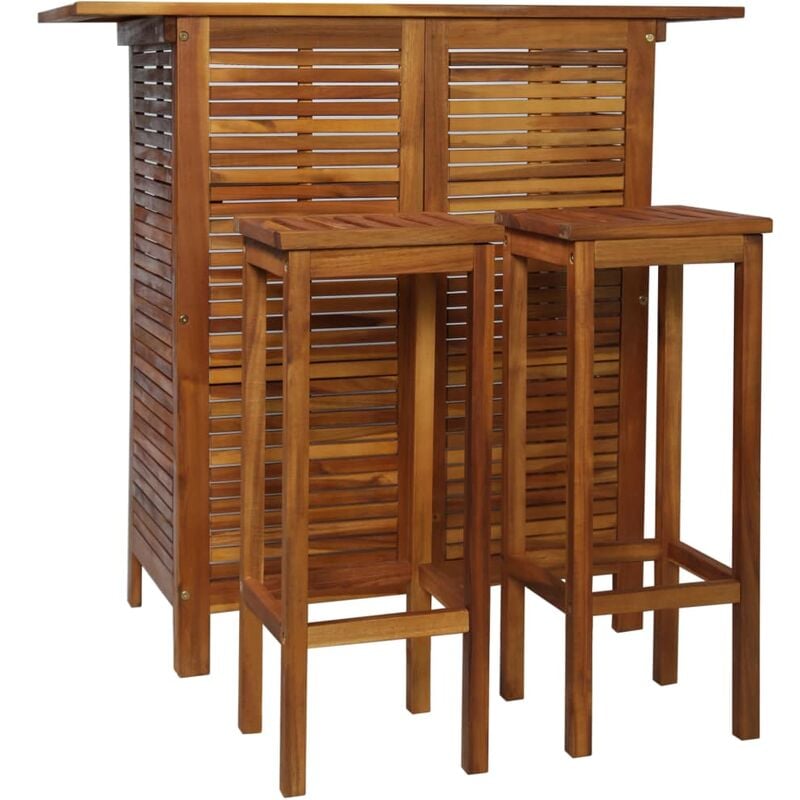 

Set mesa de bar y sillas 3 piezas de madera de acacia maciza