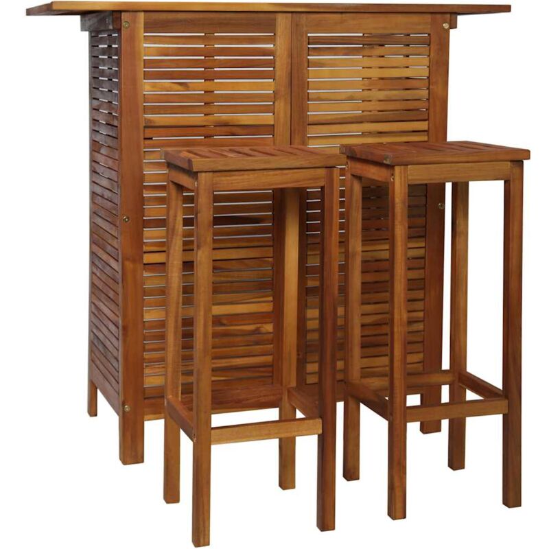 

Set mesa de bar y sillas 3 piezas de madera de acacia maciza - Marrón - Vidaxl