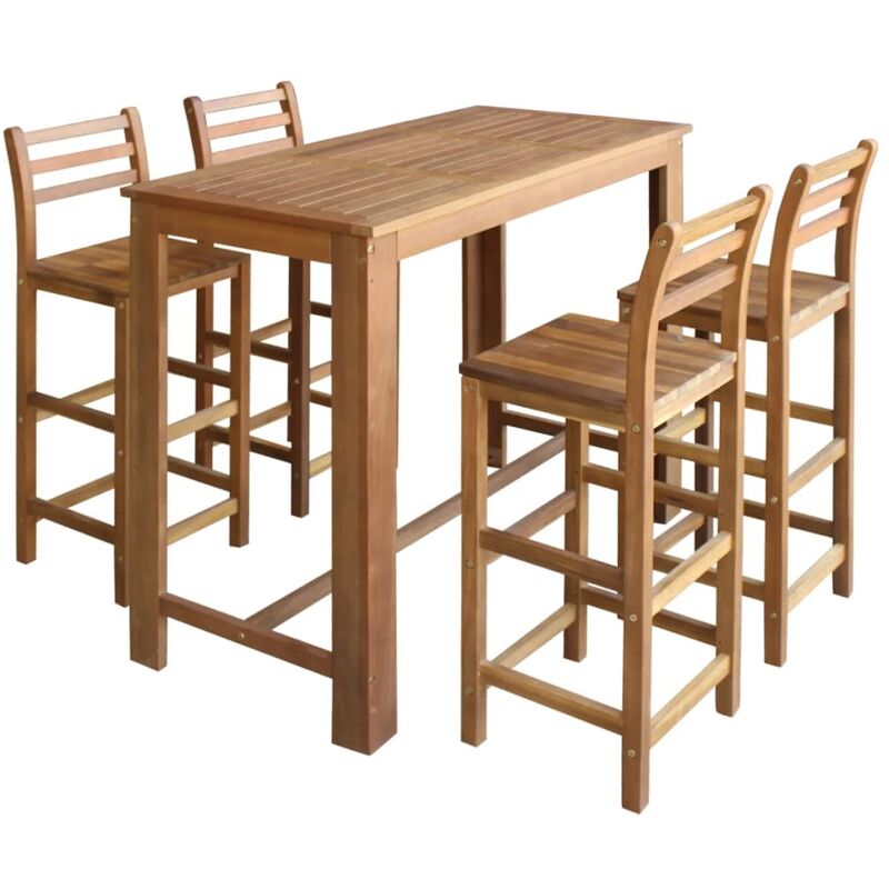 

Set mesa de bar y sillas 5 piezas de madera de acacia maciza