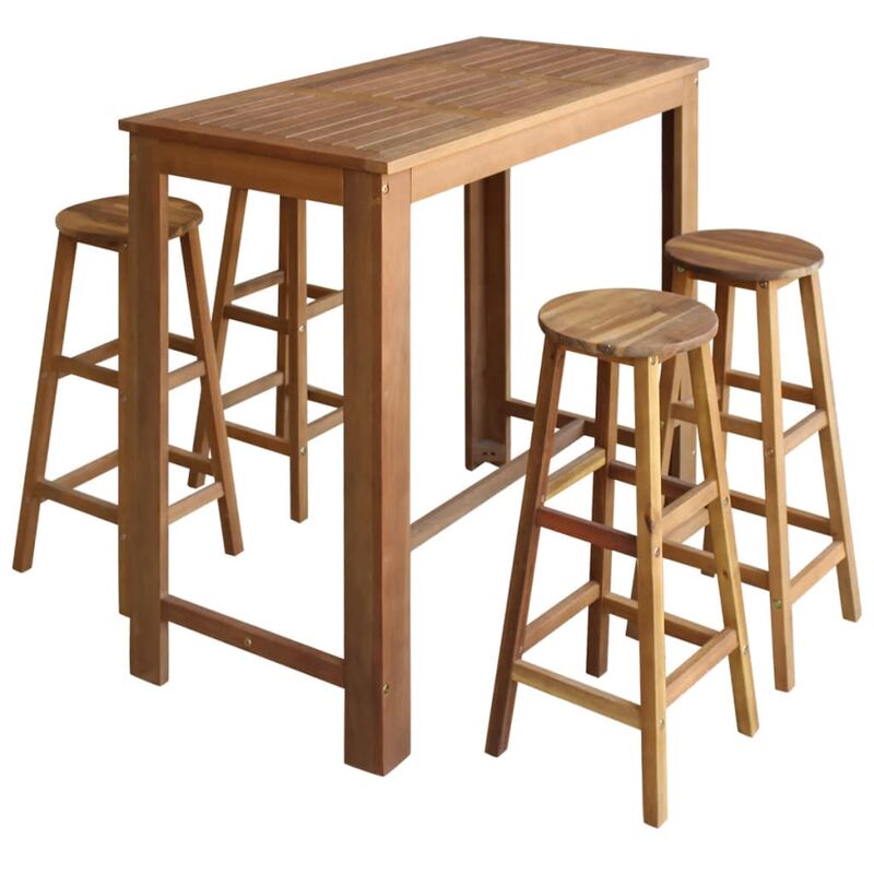 

Set mesa de bar y taburetes 5 piezas de madera de acacia maciza