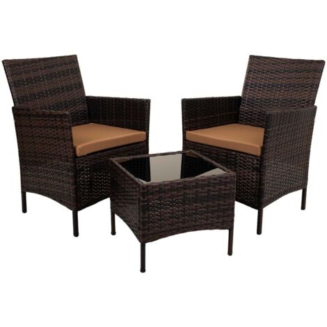 Set mesa y 2 sillones color marrón
