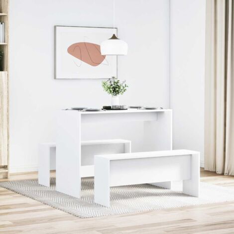 Set mesa y banco de comedor 3 pzas madera de ingeniería