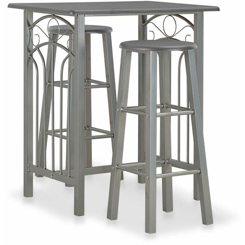 

Set mesa y sillas altas de cocina 3 pzas madera acero antracita
