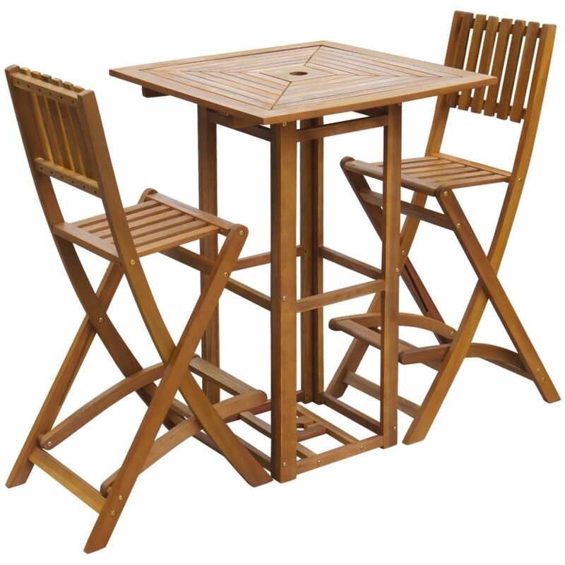 

Set mesa y sillas bistro de jardin 3 pzas madera maciza acacia