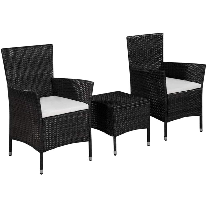 

Set mesa y sillas bistro de jardin 3 pzas ratan sintetico negro
