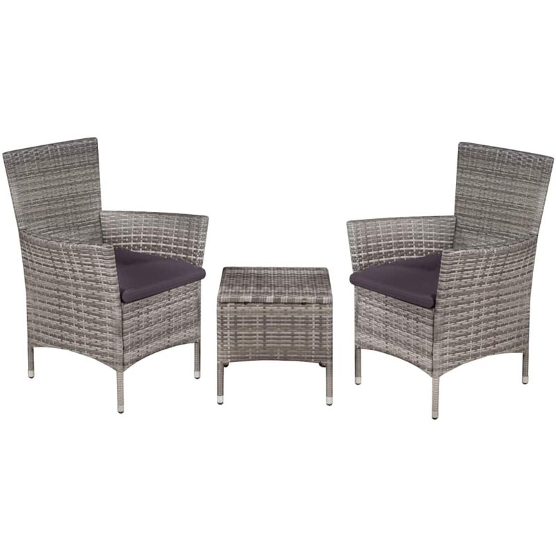 

Set mesa y sillas bistró jardín 3 pzas ratán sintético marrón