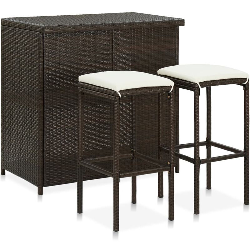 

Set mesa y sillas de bar jardín 3 piezas ratán sintético marrón - Marrón