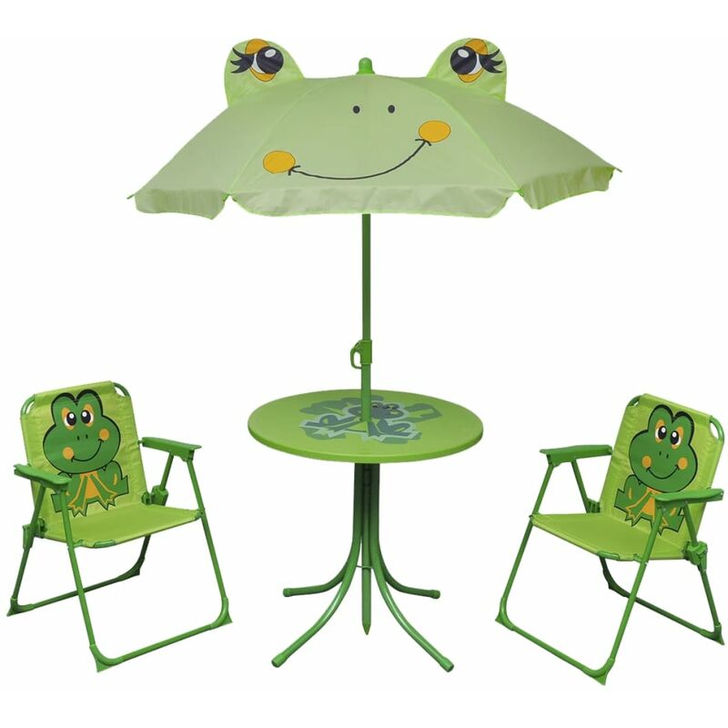 

Set mesa y sillas de jardín infantil 3 pzas con sombrilla verde - Verde