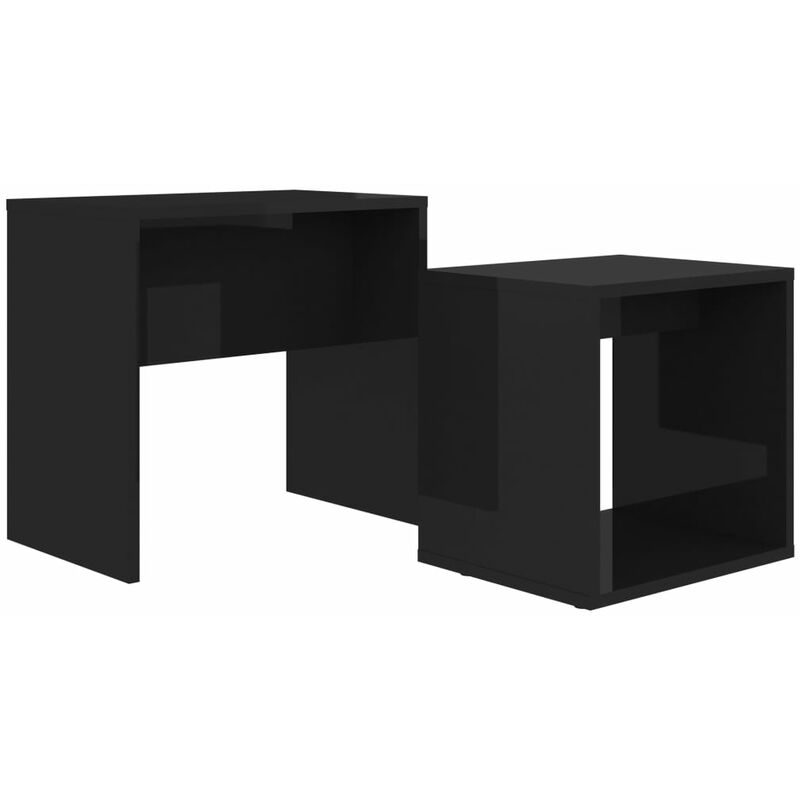 

vidaXL Juego de Mesas de Centro Aglomerado 48x30x45 cm Negro Brillante - Negro
