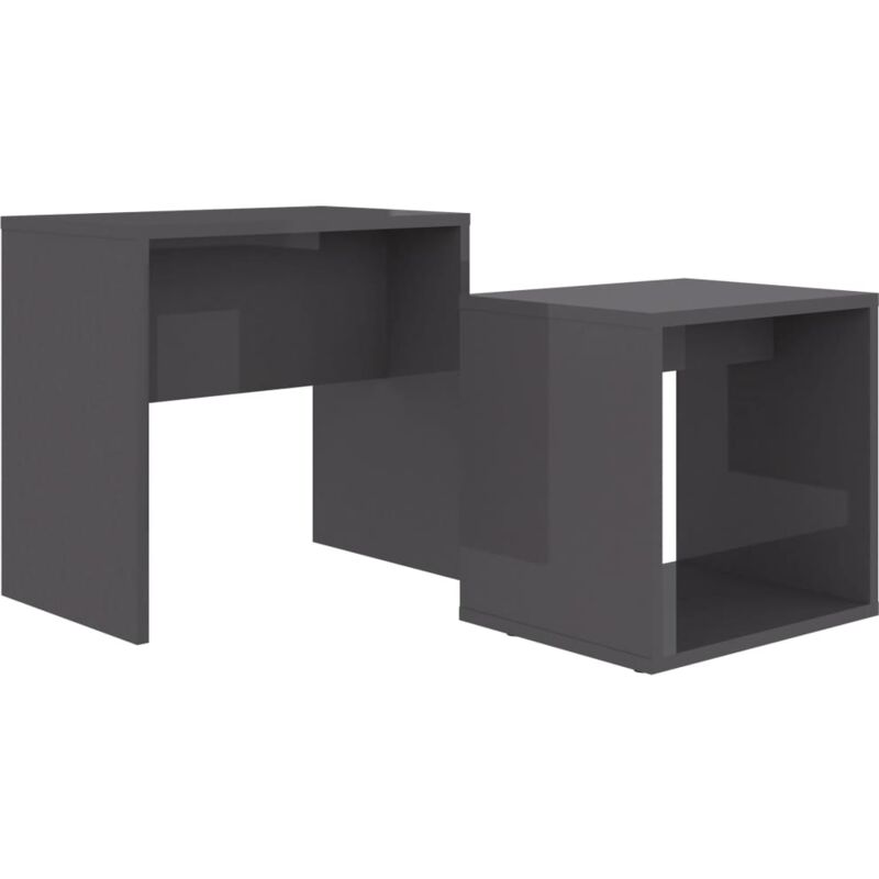 

vidaXL Juego de Mesas de Centro Aglomerado 48x30x45 cm Gris Brillante - Gris
