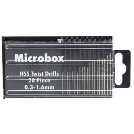 SET MICROPUNTE MINI PUNTE 20 PZ TRAPANO TRAPANI 0.3 1.6mm HSS ELICOIDALI NERE