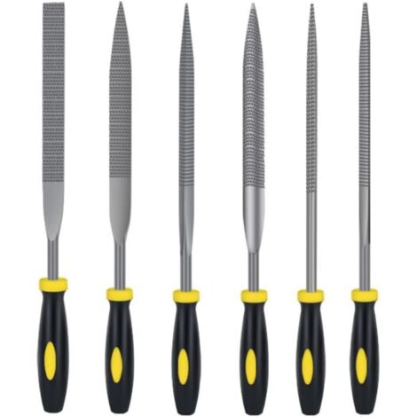 Set mini lime ad ago, 6 forme, lima per legno, metallo, plastica, intaglio - Set di lime per la lavorazione del legno, artigianato, lunghezza 7", acciaio ad alto tenore di carbonio, manico in gomma, 6