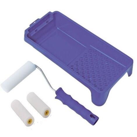 Set mini rullo vernice tessuto + vassoio + 2 rulli di ricambio